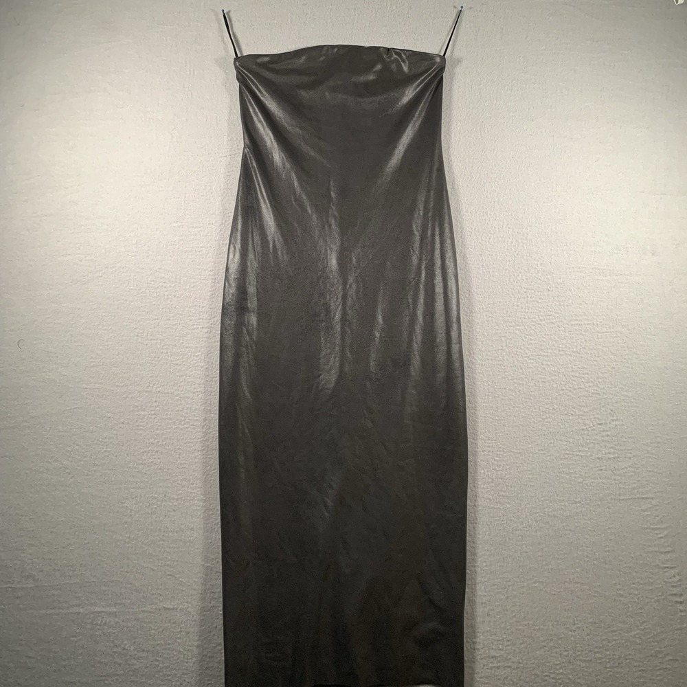 Gianni Bini S Black Coated Sheath Dress Faux Leather Bodycon